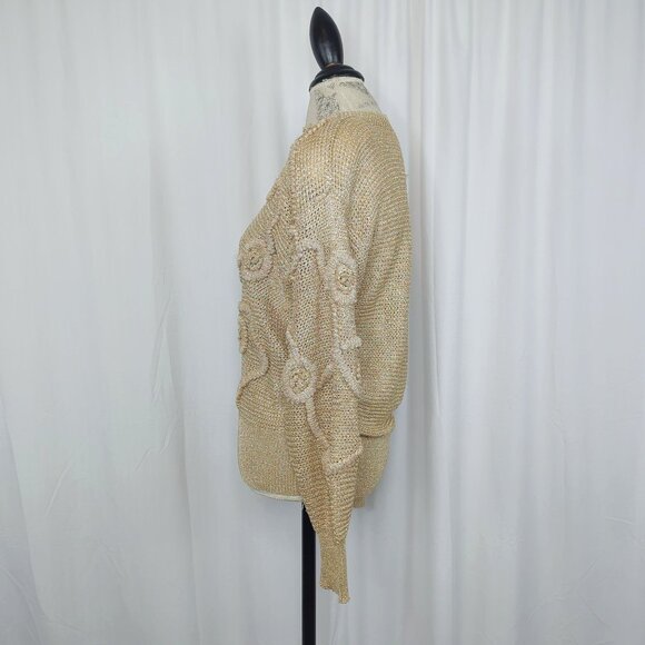 Vintage Suzelle Sweater Medium Gold Knit Textured - Picture 9 of 11